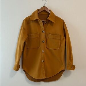 Shacket Shirt Size Medium Button Down Khaki Fawn Mustard Color Pockets Casual
